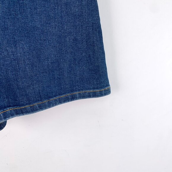 IW0253 Louis Vuitton Dark Blue Logo Leather Buckle Cotton Casual Denim Shorts Si - Picture 4 of 9